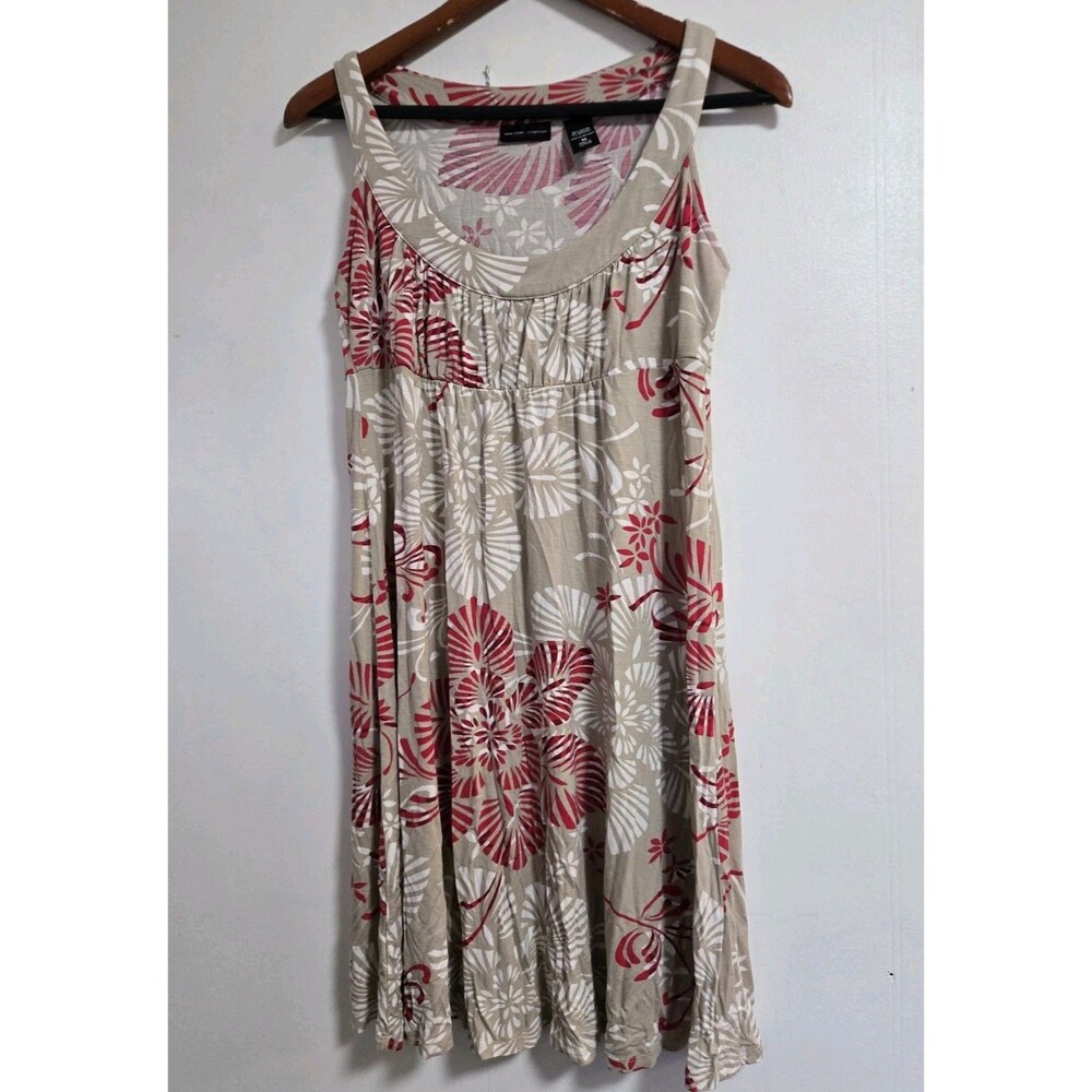 NY & Co Dress Womens M Boho Stretch Floral Sleeveless Festival Babydoll Y2K